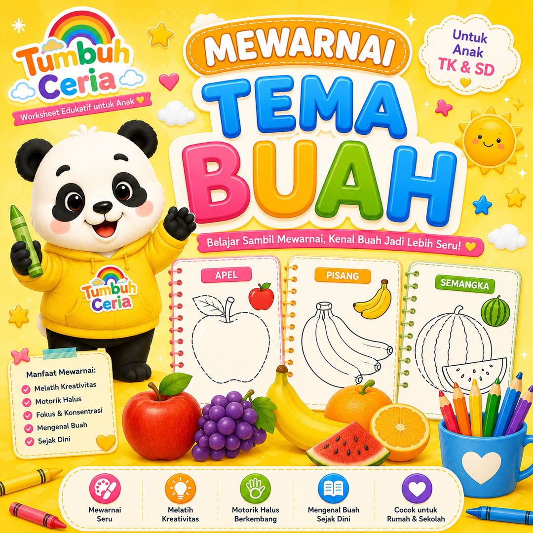Preview worksheet Mewarnai Tema Buah